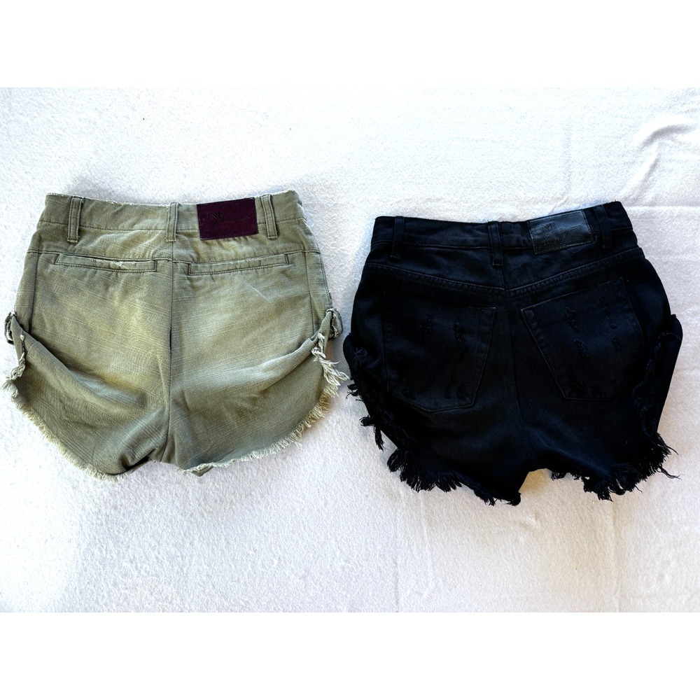 2 pair One Teaspoon Shorts Sm 27 Denim Distressed Bandits Sailor Cut Off *READ* - Picture 2 of 16